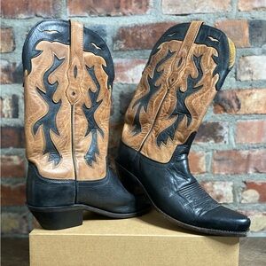 Old West Two-Tone Snip Toe Western Boot